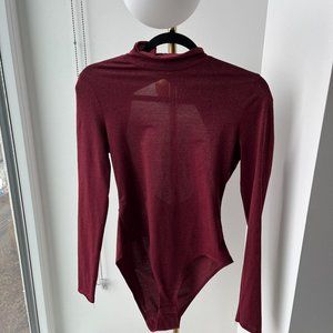 Sparkly mock-neck open-back Anthropology Bodysuit - size small